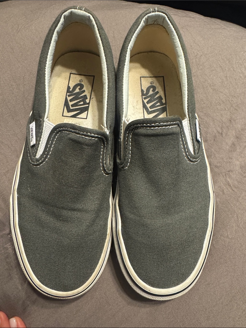 Vans Slip-On Canvas Sneakers - Gray/White Trim